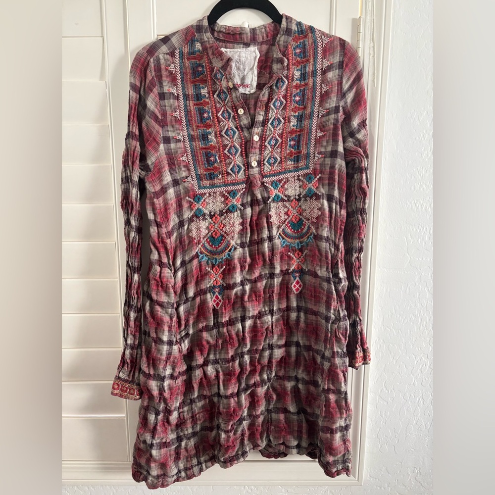 Johnny Was Multicolor Plaid Tunic